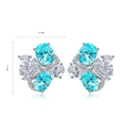 Lab Grown Paraiba Tourmaline Earrings in S925 Sterling Silver Dainty Studs for Women Lightweight Comfortable Daily Wear Jewelry
