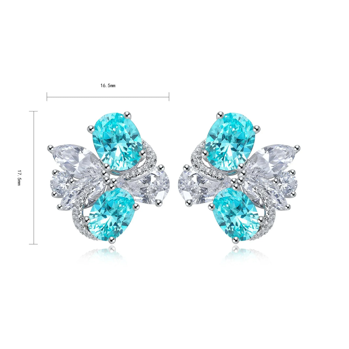 Lab Grown Paraiba Tourmaline Earrings in S925 Sterling Silver Dainty Studs for Women Lightweight Comfortable Daily Wear Jewelry