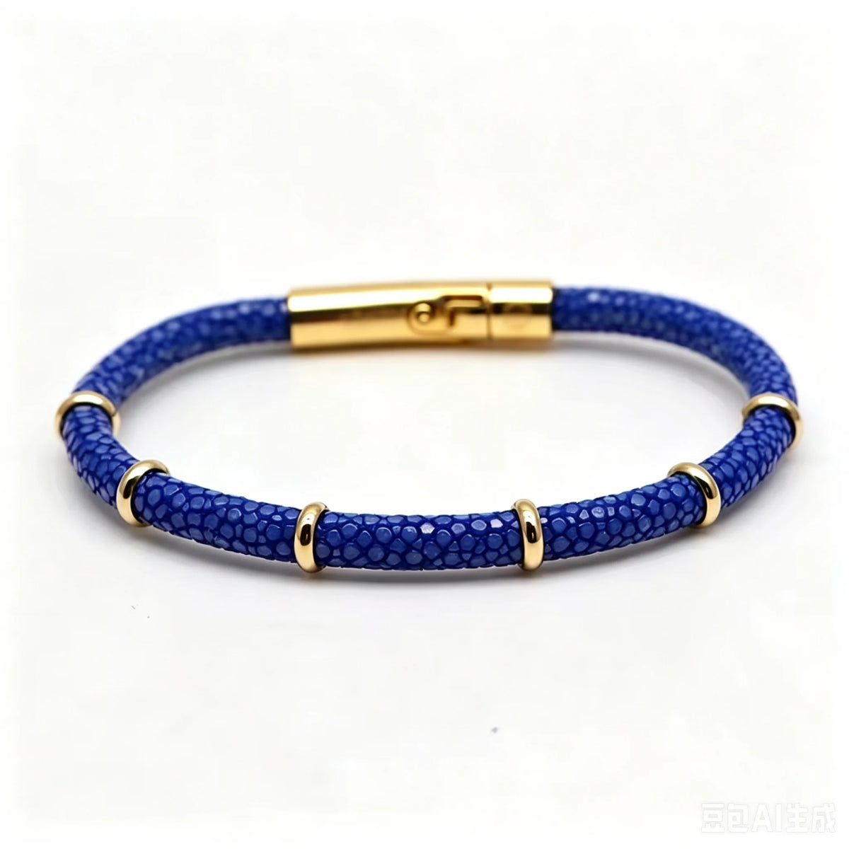 Genuine Stingray Leather Ring Beads Bracelet Double Bone Stinghd Style Gift for Birthday Gift Man Women Couple Bracelets Jewelry
