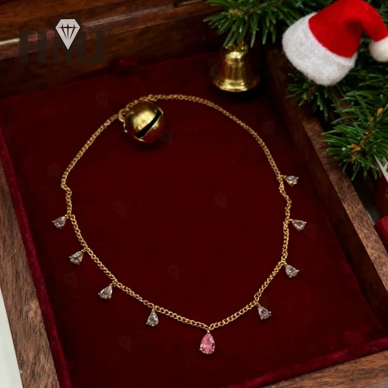 Nine Pear Cut Necklace Moissanite Diamond Water Drop Custom 925 Sterling Silver Chain for Women Thanksgiving Day Christmas Gifts