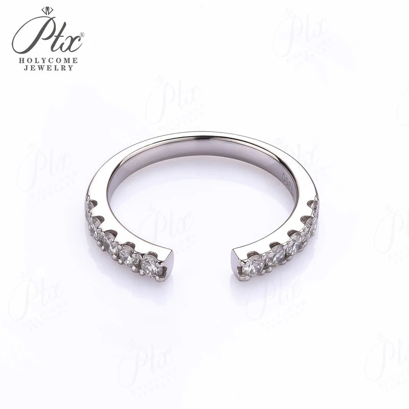 Open Ring All Lab Grown Diamond Round Cut Real 10K Gold Wedding Customized for Women Stackable Daily Charms Holycome Jewelry