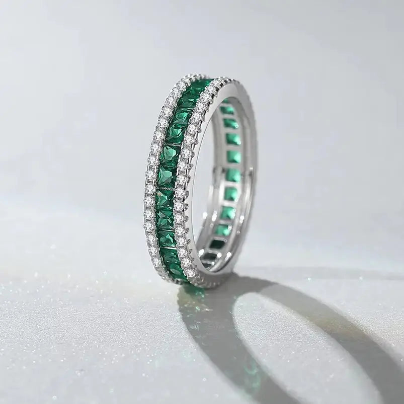 MUSHAN Luxury Jewelry Square Rainbow Gemstones Ring for Women 925 Sterling Silver Rings Bands S925 Luxury Fine Jewelry