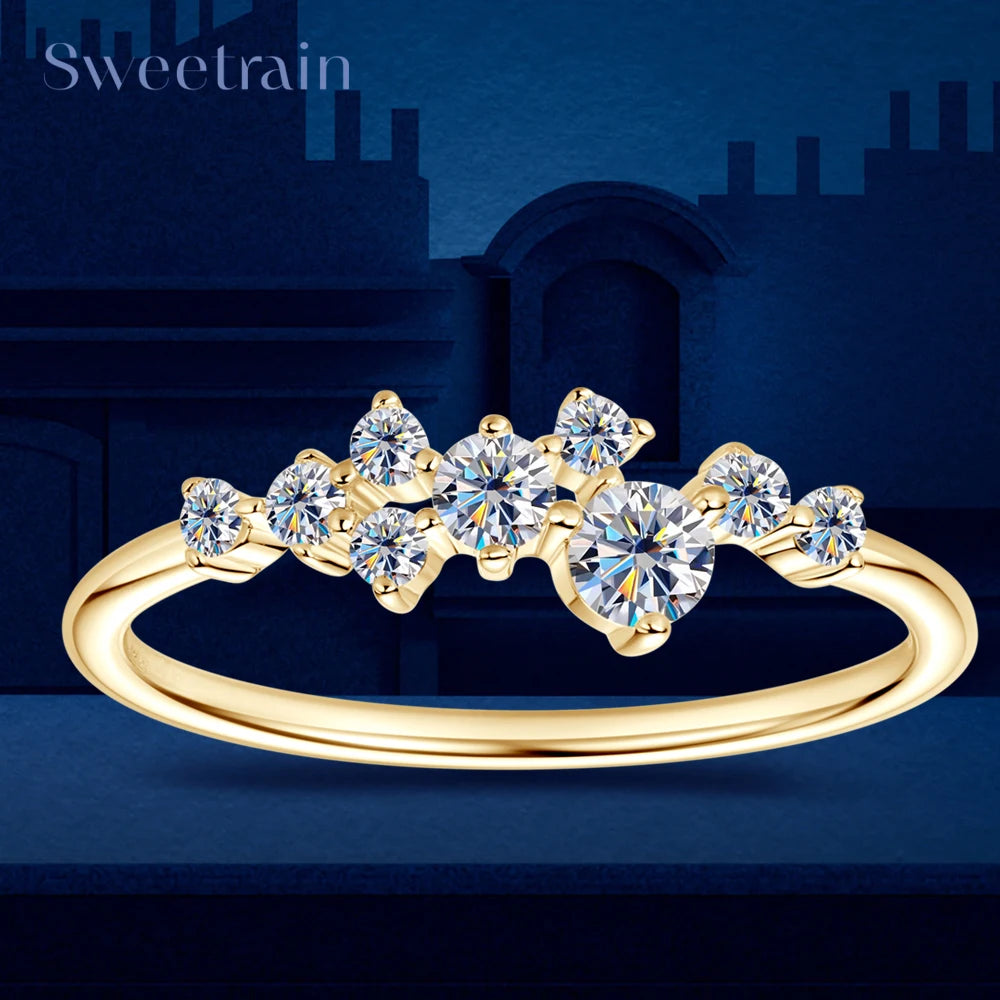 Delicate Full Moissanite Rings For Women 925 Sterling Silver Diamond Wedding Band Women's Stackable Tiny Ring Anniversary Gift
