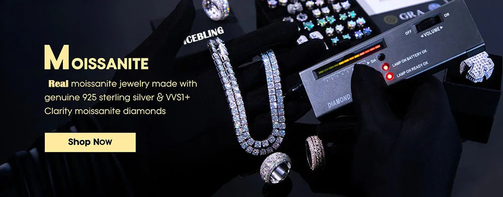 ICEBLING Full Moissanite Rings for Men Hip Hop Jewelry Original 925 Sterling Silver VVS Diamond Rings Gift