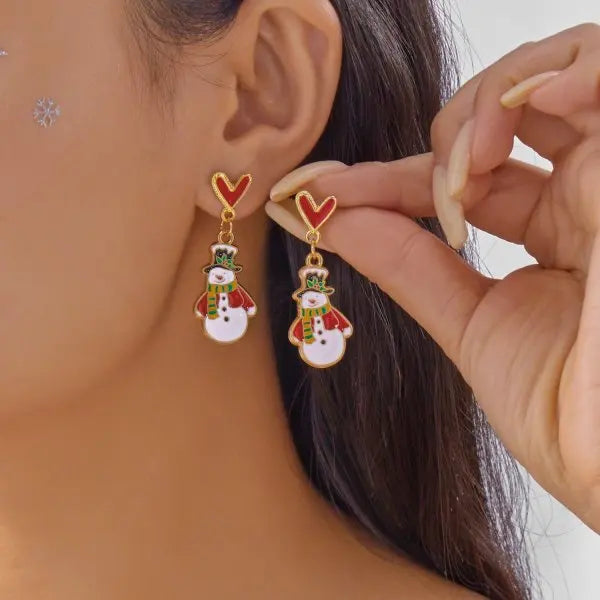 Christmas Hoop Earrings For Women Xmas Tree Snowflake Candy Cane Bell Large Circle Earring Holiday Party New Year Jewelry Gift