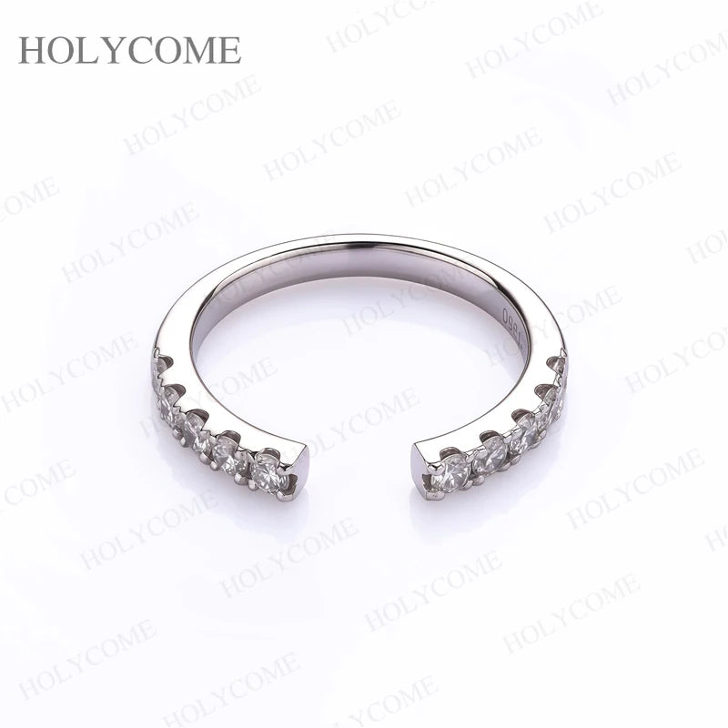18k White Gold Plated All  Lab Diamond Rings Adjustable Sparkling Wedding Band 10K 14K PT950 Fine Engagement Jewelry for Women