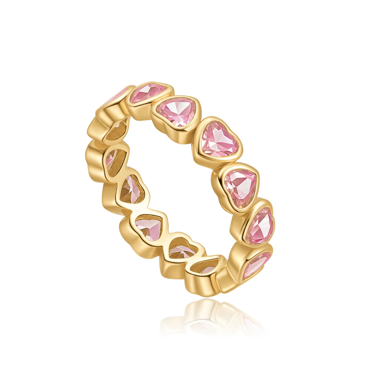 ANDYWEN 925 Sterling Silver Sweetheart Pink Zircon Ring Set Stackable Promise Rings Romantic Luxury Valentine Women Gift