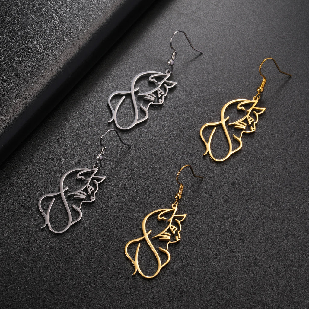 Cazador Gold Color Cat Kitten Drop Earrings for Women Stainless Steel Jewelry Cute Animal Earrings Christmas Gift Wholesale 2024