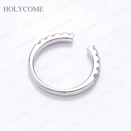 18k White Gold Plated All  Lab Diamond Rings Adjustable Sparkling Wedding Band 10K 14K PT950 Fine Engagement Jewelry for Women