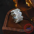 QIBAOKU Luxury 925 Sterling Silver Ring For Women Men Sparkling Irregular High Carbon Diamond Hiphop Zircon Band Jewelry Gift