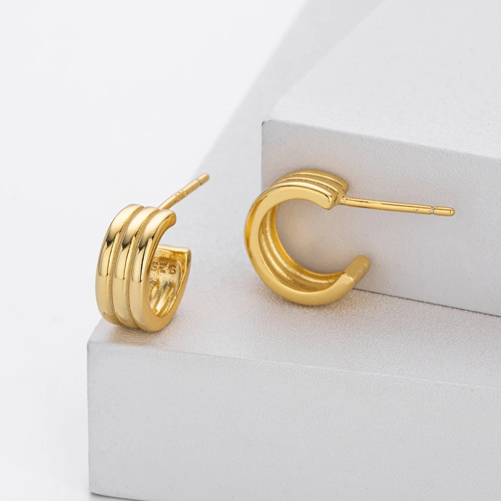 Fashion Earrings S925 Sterling Silver Plated with 18K Gold Ear Studs for Woman Party Jewelry Gift