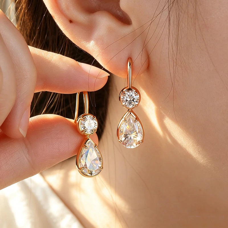 NKHOG 4CT Full Moissanite Drop Earrings Certified 925 Sterling Silver Dangle Earring For Woman Wedding Teardrop Jewelry Gift