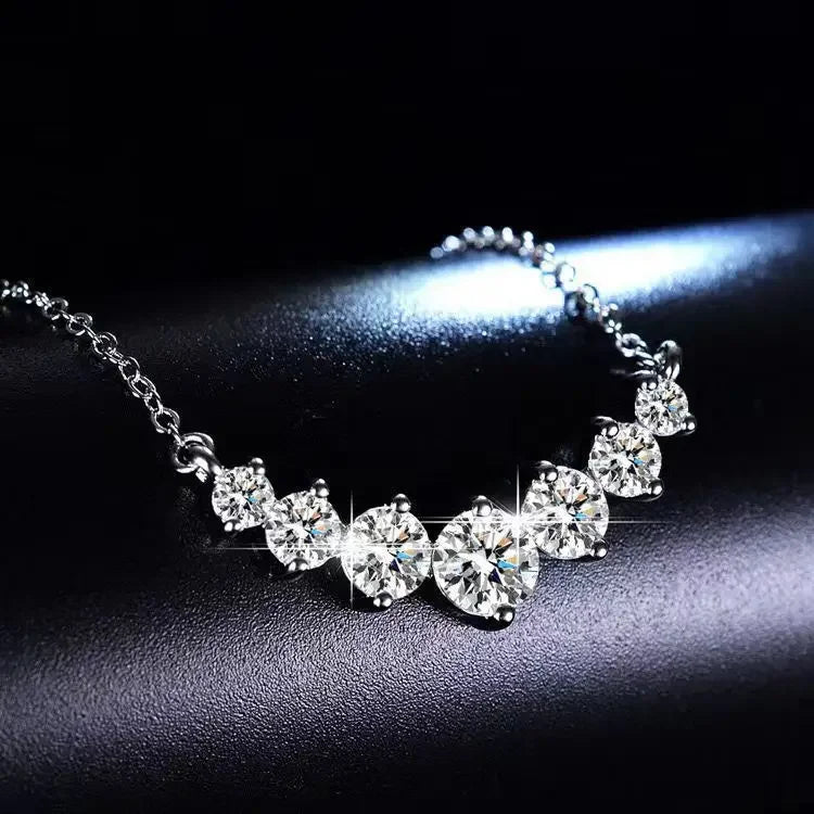 PT950 Morganite Seven-Star Necklace - Straight Drop Pendant Jewelry for Women - Simple and Elegant - High-End Necklace