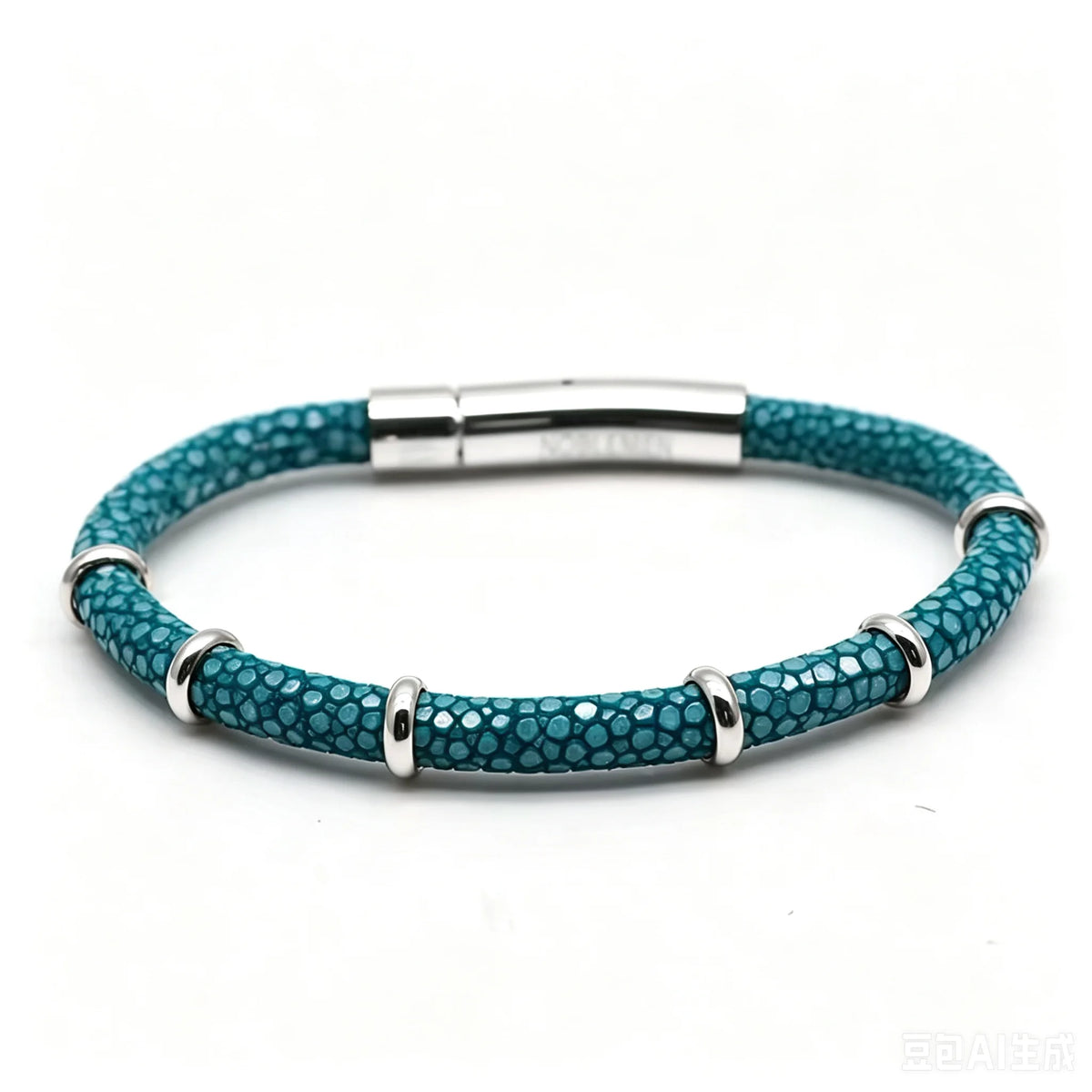 Genuine Stingray Leather Ring Beads Bracelet Double Bone Stinghd Style Gift for Birthday Gift Man Women Couple Bracelets Jewelry
