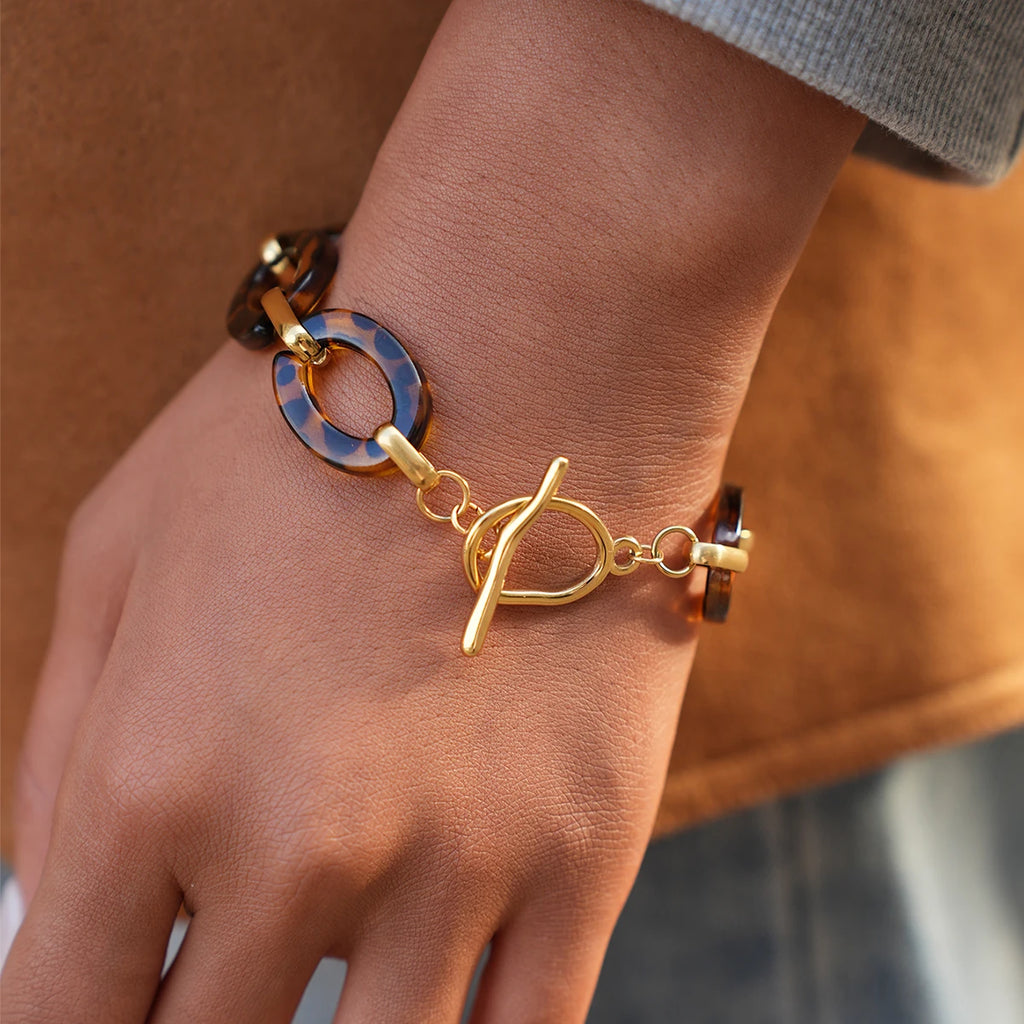 Asymmetric Resin Bracelet For Women Minimalist 18K Gold Plated Stainless Steel Bracelet Waterproof Simple Fashion Jewelry Gift