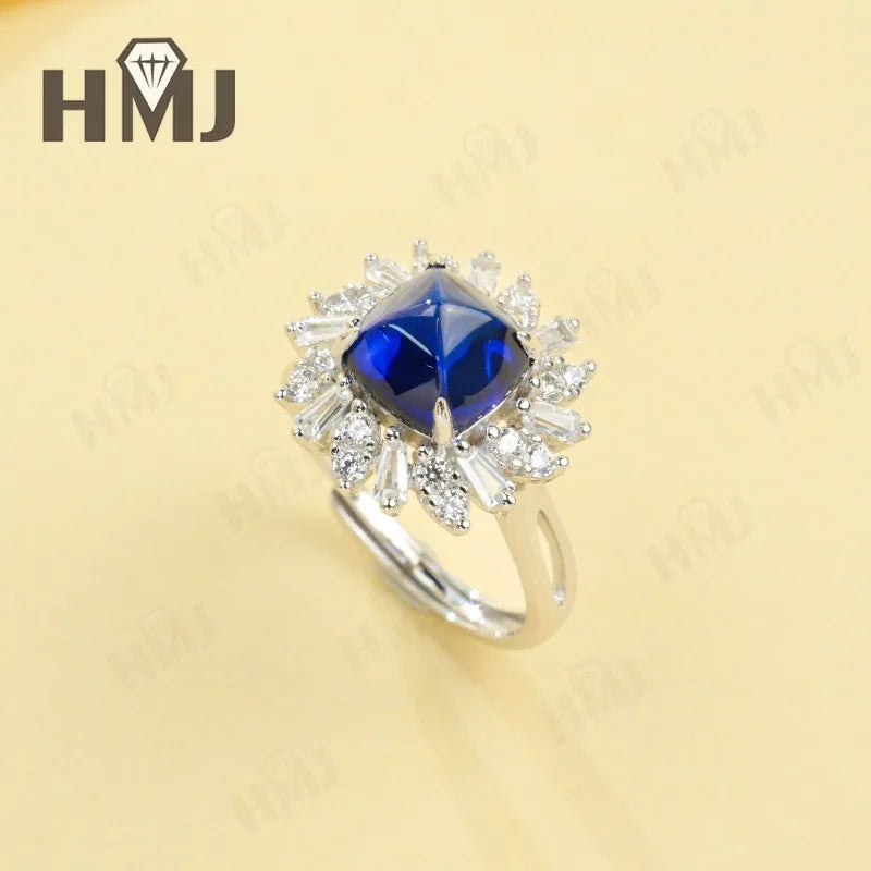 Finger Ring with 4CT Sugar Tower Lab Grown Sapphire Padparadscha 925 Silver for Women Man Engagement Banquet Accasion Christmas