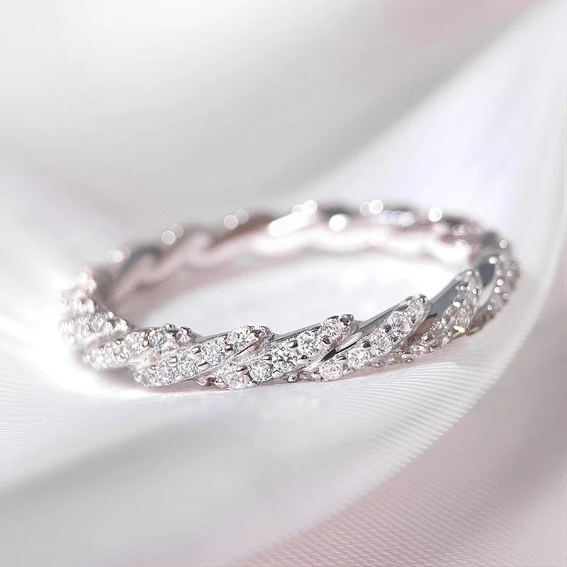 Smyoue 1mm All Real Moissanite Rings for Women Certified Full Diamond Bridal Jewelry 100% S925 Sterling Silver Wedding Bands GRA