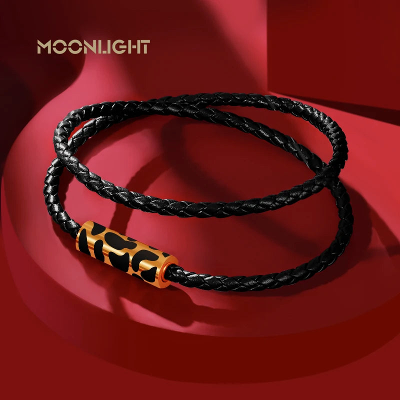 Classics Leopard Bracelets Double Layer Bracelets for Women Stainless Steel Leather Bracelet Female Fashion Jewelry Couple Gift