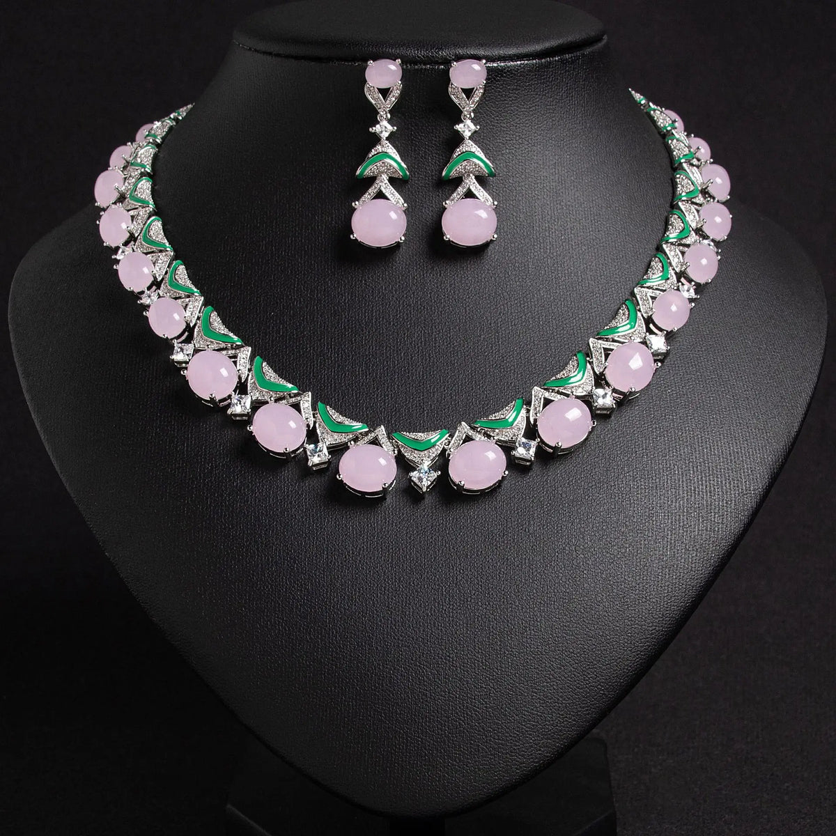 Elegant Jewelry Set Women Zircon Necklace Earrings Statement Bridal Wedding Banquet Luxury Evening Party Accessories Gift