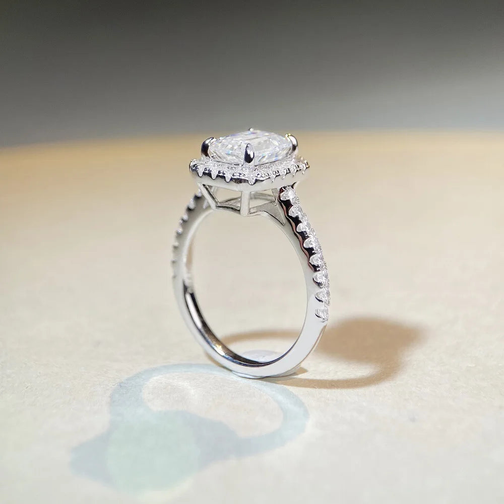 Luxury 18K white gold solid platinum PT950 Women's Sugar Emerald Raydean Cutting Moissanite Diamond Ring