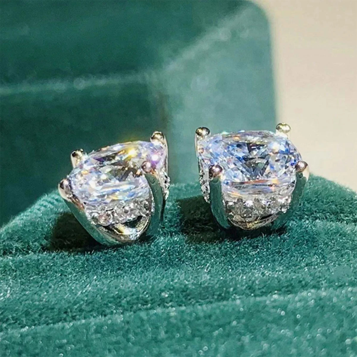 OXTAO Cushion Cut 2ct Moissanite Solitaire Stud Earrings Versatile Female Everyday Earrings Temperament Jewelry 14K Gold Filled