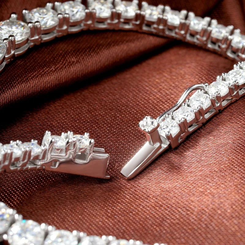 Full Moissanite Tennis Necklace Woman 925 Sterling Sliver Neck Chain Choker Necklace Sparkling Wedding Bridal Fine Jewelry Gifts