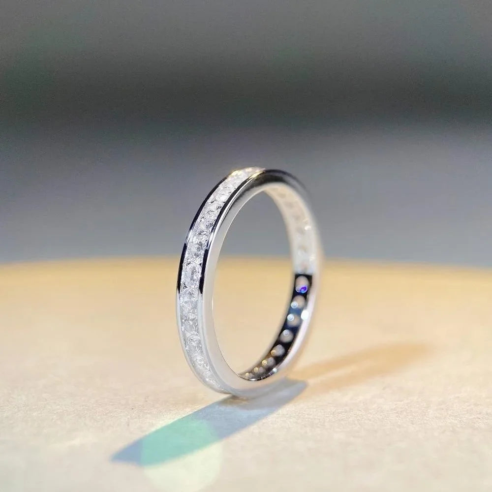 18K white gold versatile and layered tail ring gift for your girlfriend, daily moissanite diamond white gold Pt950 high jewelry