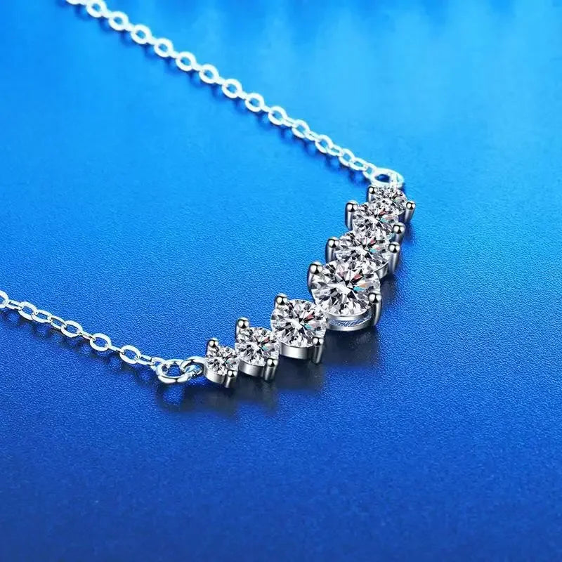PT950 Morganite Seven-Star Necklace - Straight Drop Pendant Jewelry for Women - Simple and Elegant - High-End Necklace