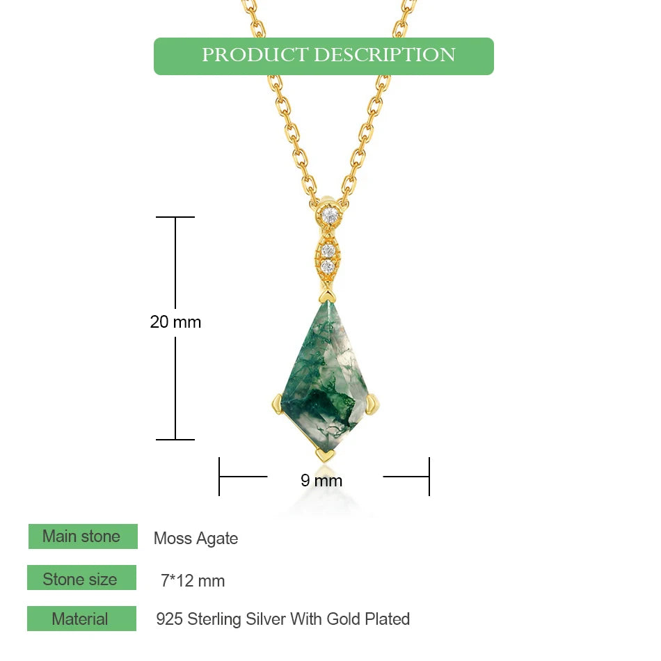 WES 100% 925 Sterling Silver Natural Crystal Moss Agate Jewelry Set for Woman Gold Plated Wedding Lady Gift Fine Jewelry