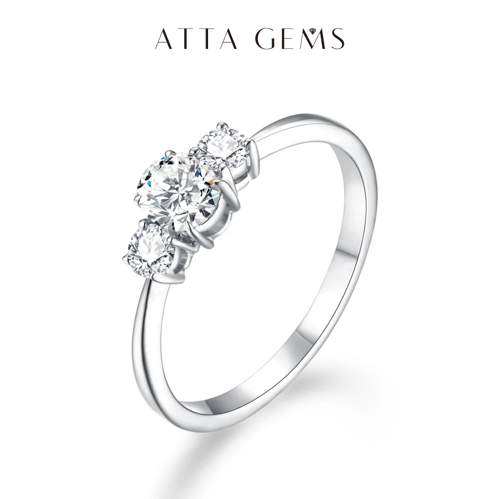 ATTAGEMS Three D Color VVS1 Moissanite Diamonds Rings For Women Real 10K 14K 18K White Gold Engagement Wedding Bride Jewelry New