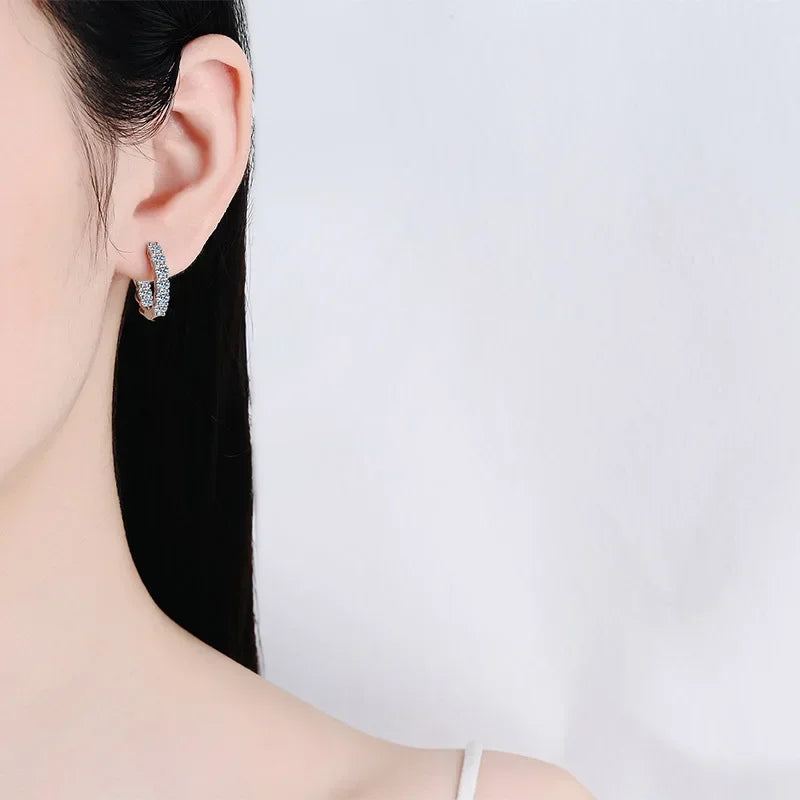 Women Wedding 18K White Gold Hoop Earrings Valentine's Day 1.8CT Moissanite Diamond Girl Friend PT950 Platinum Birthday Gift