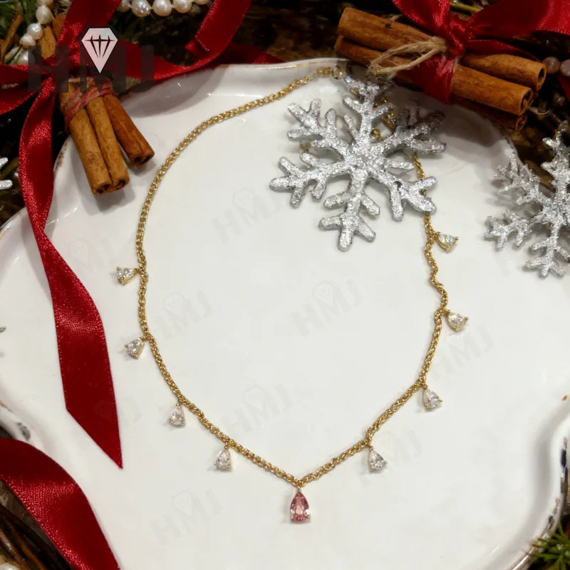 Nine Pear Cut Necklace Moissanite Diamond Water Drop Custom 925 Sterling Silver Chain for Women Thanksgiving Day Christmas Gifts