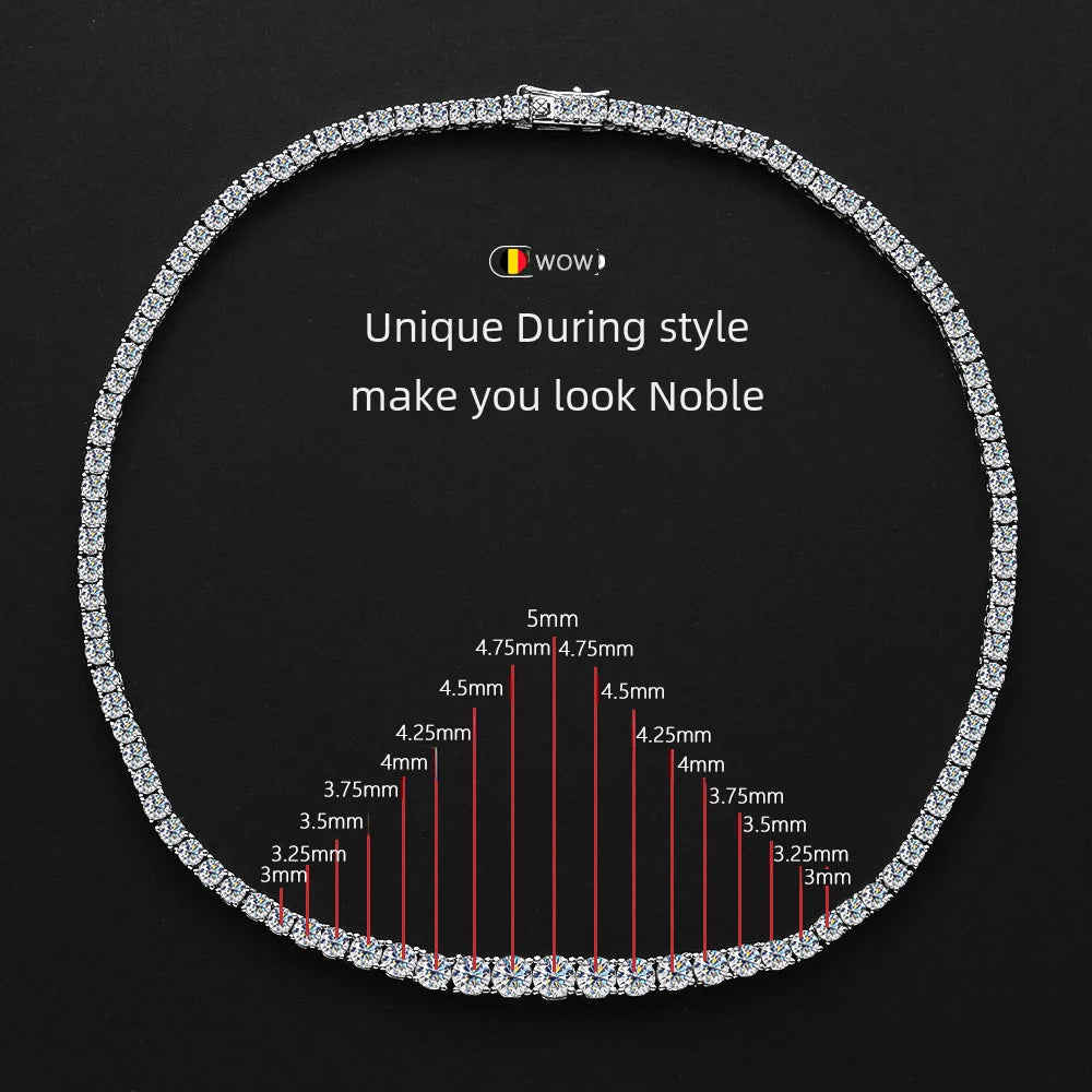 EWYA 100% Real Moissanite Diamond Necklace for Women 18k White Gold Plated 925 Sterling Silver Chains Necklaces Fine Jewelry