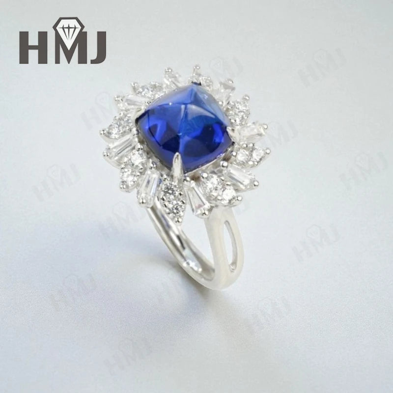 Finger Ring with 4CT Sugar Tower Lab Grown Sapphire Padparadscha 925 Silver for Women Man Engagement Banquet Accasion Christmas