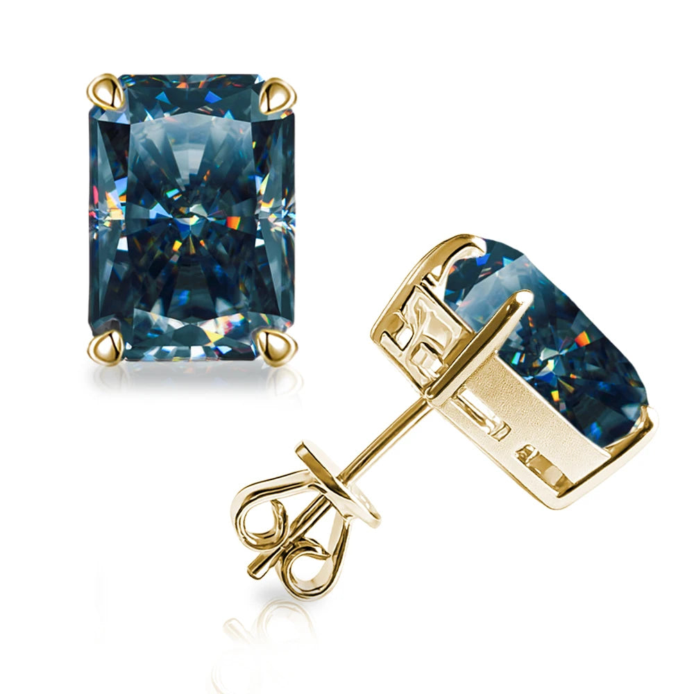 Bocarman Rectangular Ice Cut Mint Green Zircon Stud Earrings S925 Sterling Silver Rhodium Plated Fine Jewelry 8x10mm