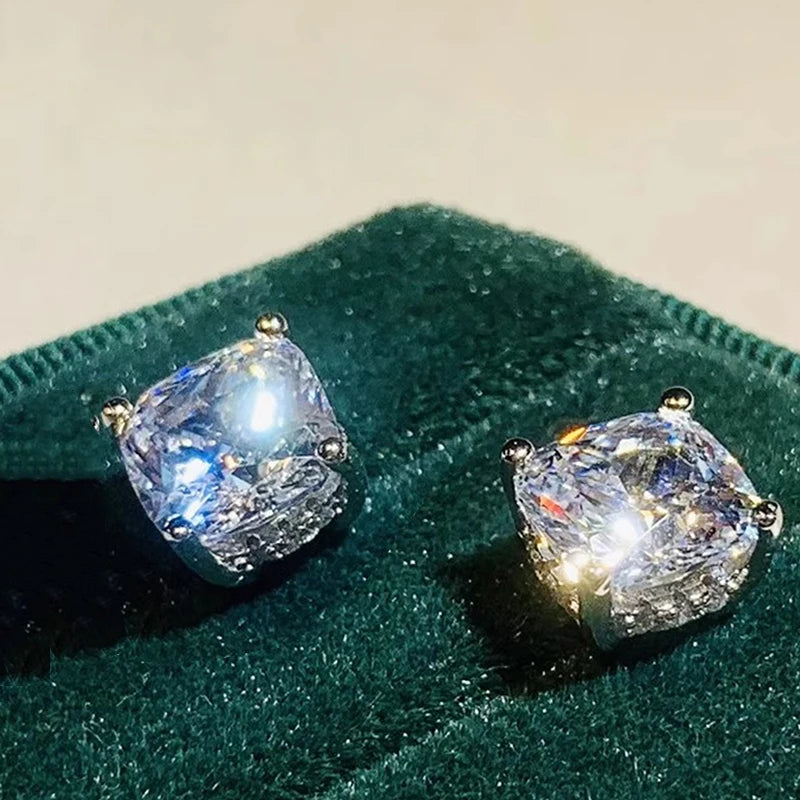 OXTAO Cushion Cut 2ct Moissanite Solitaire Stud Earrings Versatile Female Everyday Earrings Temperament Jewelry 14K Gold Filled