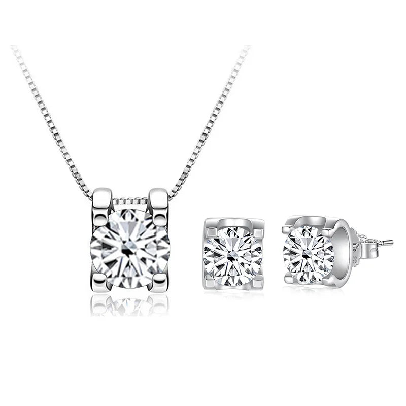 BagueRingen 1ct D Clolor Moissanite Jewelry Sets 925 Sterling Silver Party Wedding Earrings Necklace For Women Bridal Sets Gifts