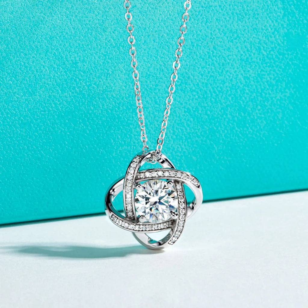 AnuJewel 3ct D Color Moissanite Diamond Love Knot Pendant Necklace 925 Sterling Silver Valentine's Day Gifts Jewelry Wholesale