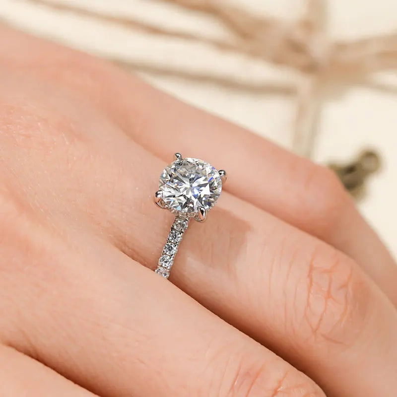 IOGOU 2CT Moissanite Engagement Wedding Ring for Women 925 Sterling Silver Rings Promise Finger Jewelry Sparking Lab Diamond 8mm