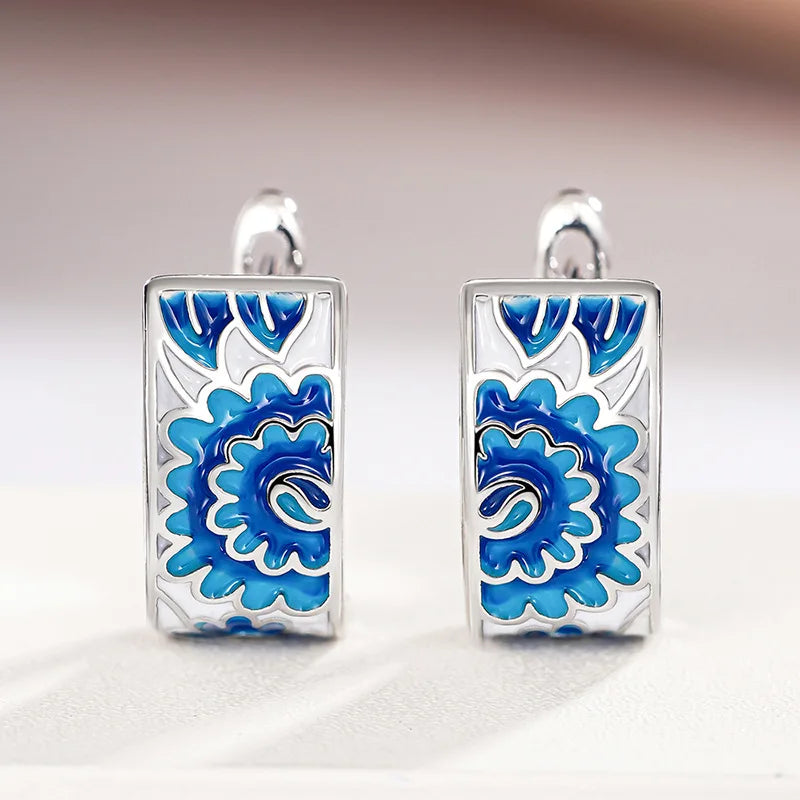 European and American Design High-end Luxury Enamel Earrings+rings, Wedding Parties, Bride's Wedding Accessories