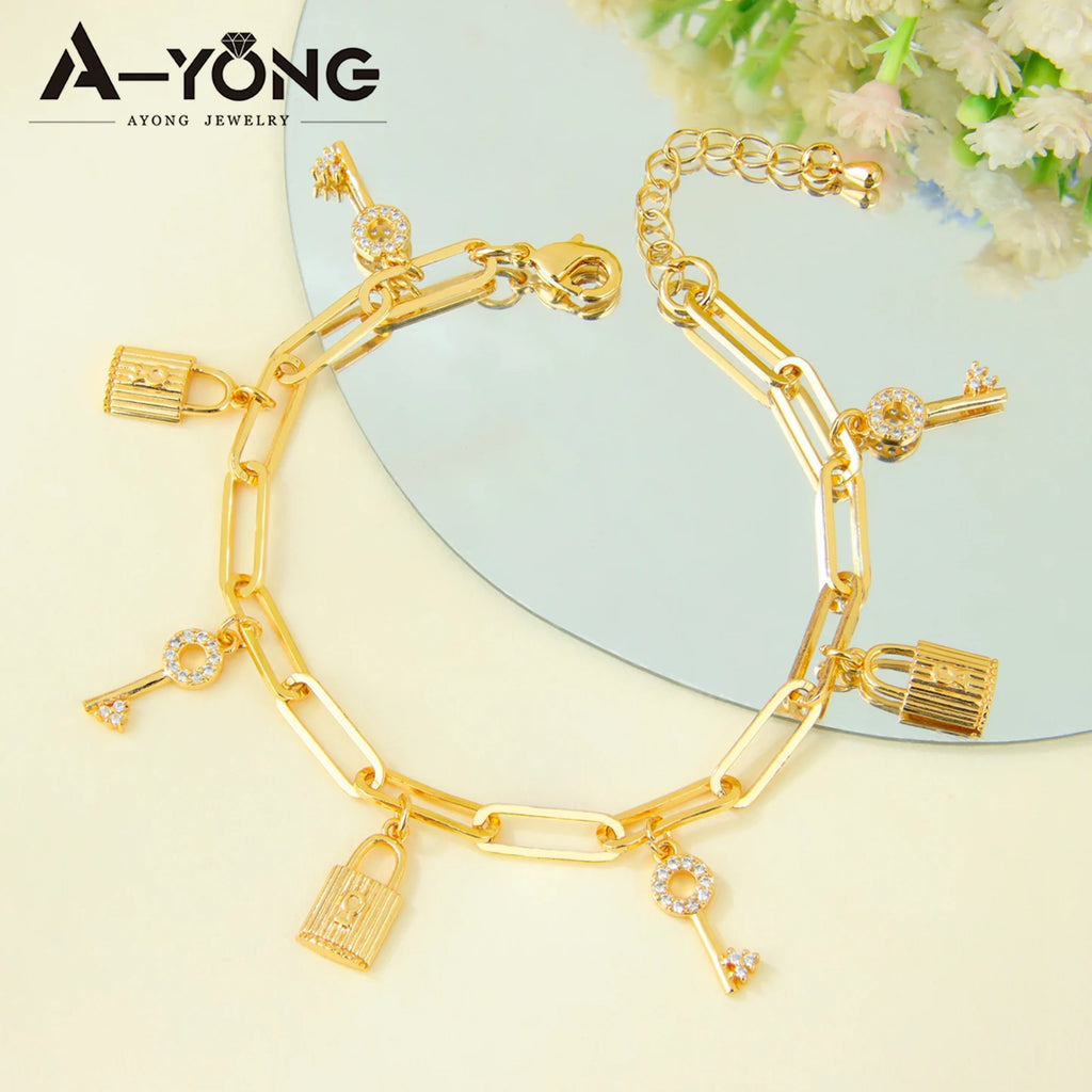 Dubai Fashion Bracelet 21k Gold Plated Arabic Elegant Hand Link Chains Italian Brazilian Woman Party Jewelry Gifts