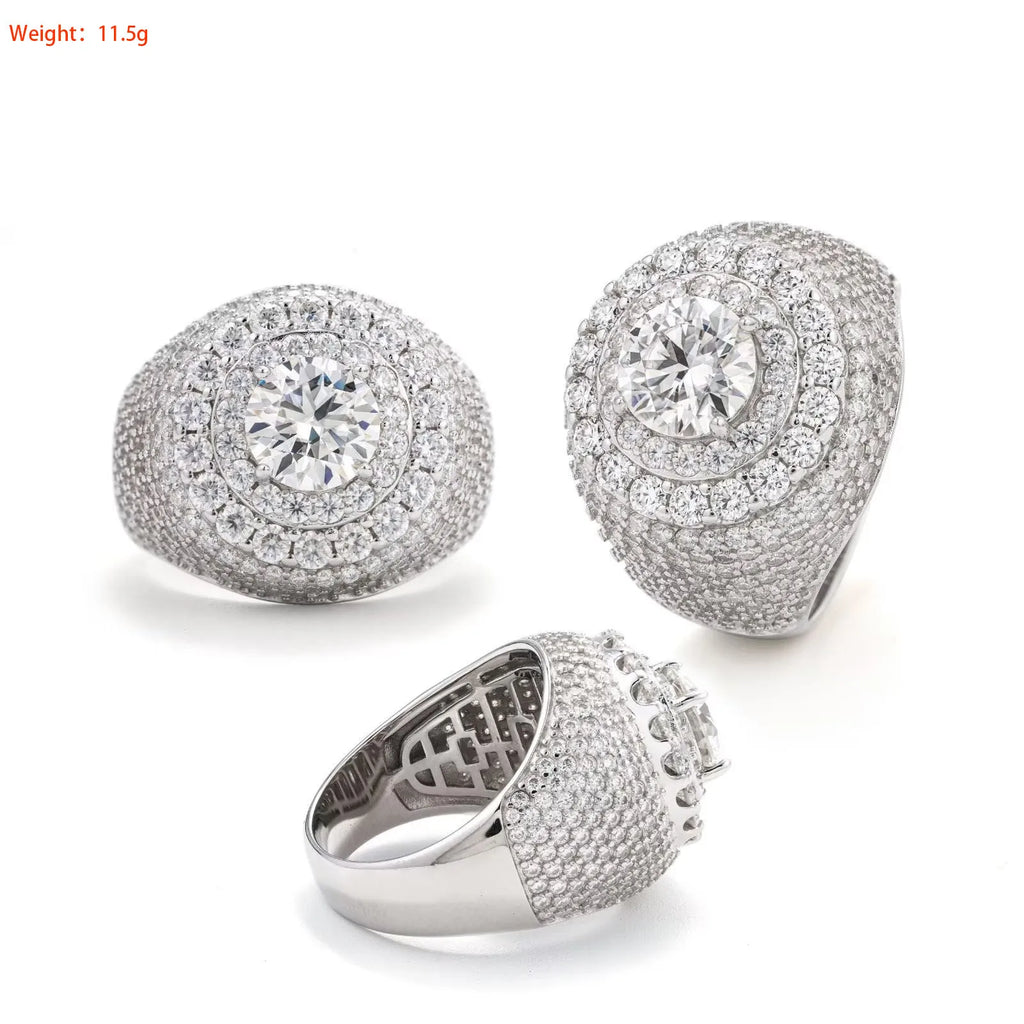 ICEBLING Full Moissanite Rings for Men Hip Hop Jewelry Original 925 Sterling Silver VVS Diamond Rings Gift