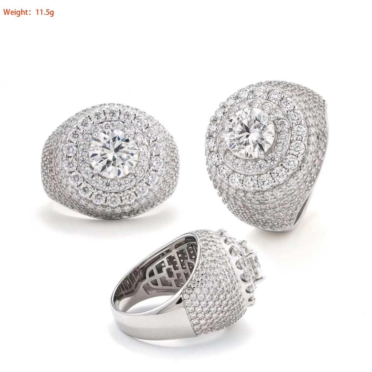 ICEBLING Full Moissanite Rings for Men Hip Hop Jewelry Original 925 Sterling Silver VVS Diamond Rings Gift