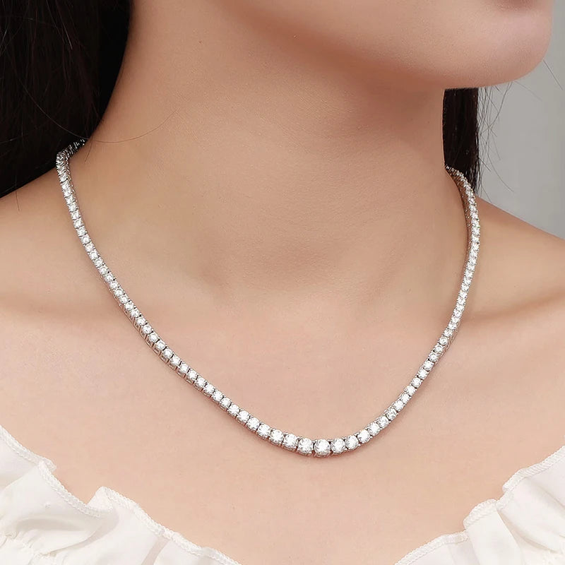 EWYA 100% Real Moissanite Diamond Necklace for Women 18k White Gold Plated 925 Sterling Silver Chains Necklaces Fine Jewelry