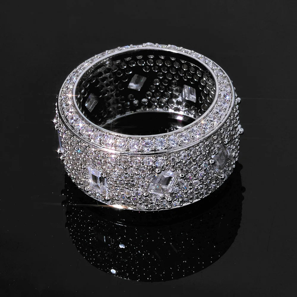 925 VVS Moissanite Ring Hip Hop Jewelry Bling Iced Out Round Square Moissanite Diamond Ring Men Women Gift
