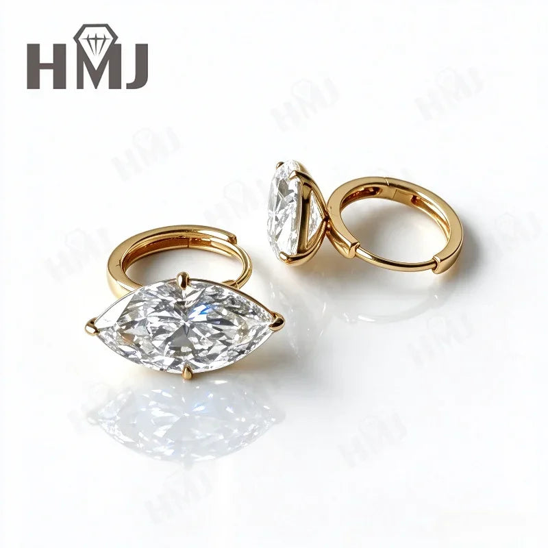 18K Gold Hoop Diamond Earrings Marquise Cut 1.5ct DEF VS Unique Wedding Bridal Jewelry Birthday Anniversary Party Gifts Charms