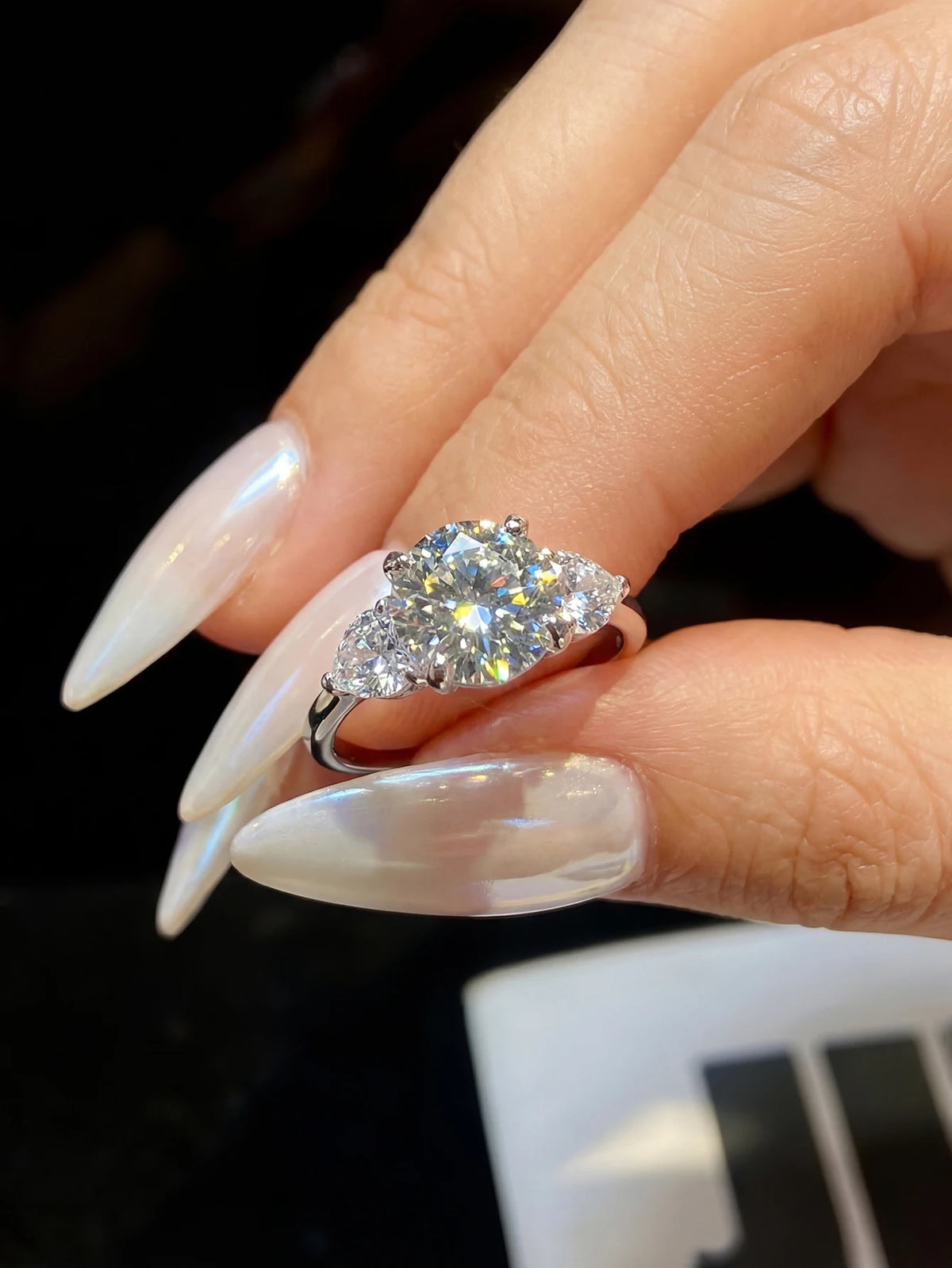 925 Sterling Silver Luxury 3CT Big Moissanite Diamond Rings for Women Double Heart Zircon Eternity Engagement Fine Jewelry