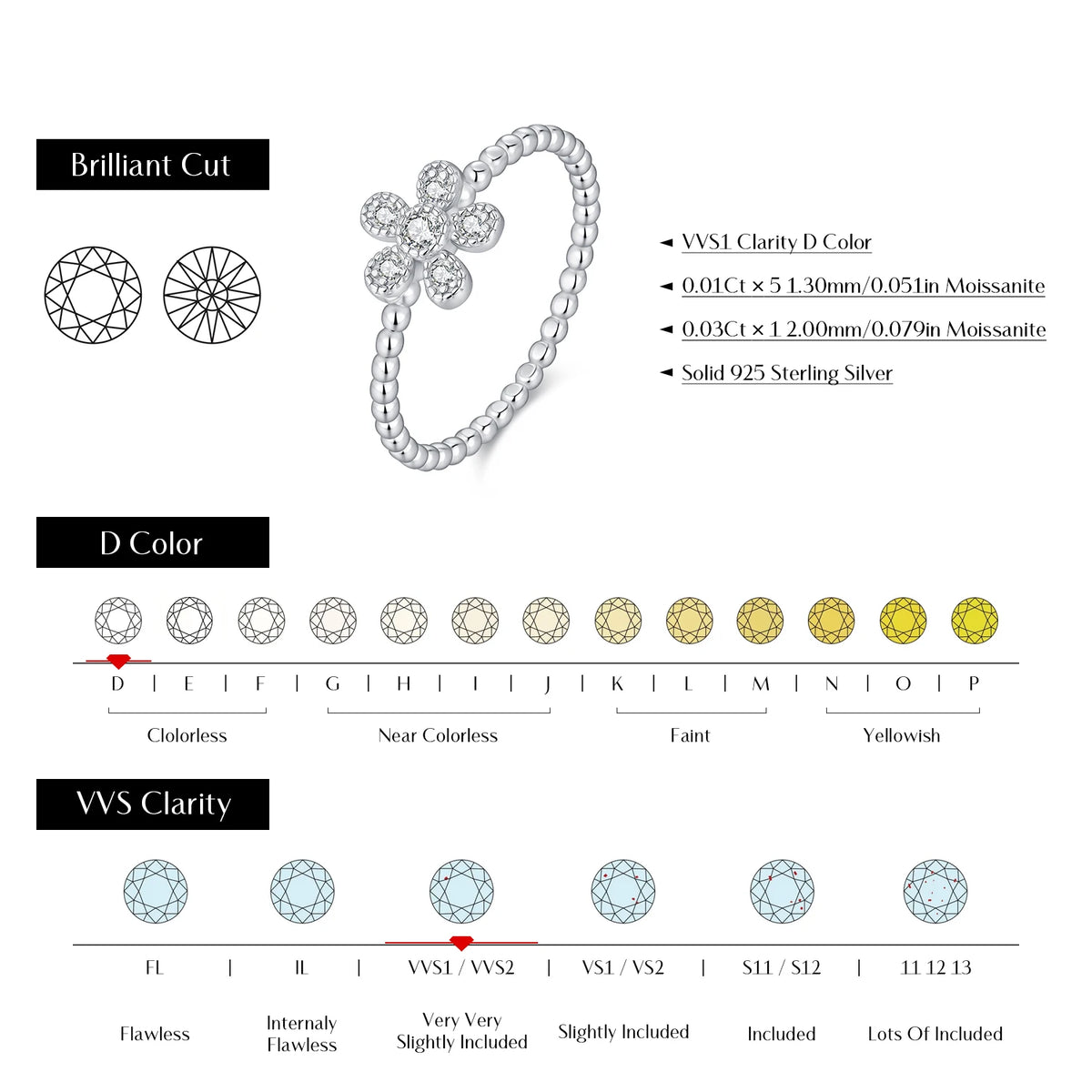 MODIAN D Color Moissanite Finger Rings 925 Sterling Sliver Delicate Flower Beaded Lab Diamond Rings For Women Fine Jewelry