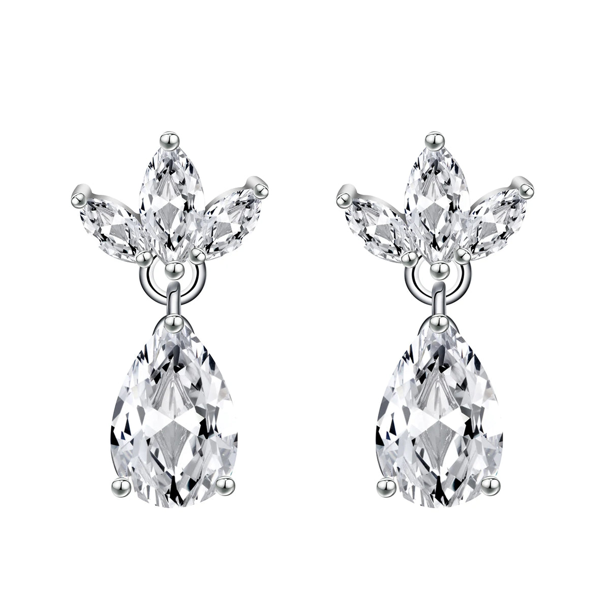 Provence 14K White Gold Moissanite Stud Earrings for Women Pear Cut 8 CT D Color Marquise Cut Earrings Butterfly Back  GRA