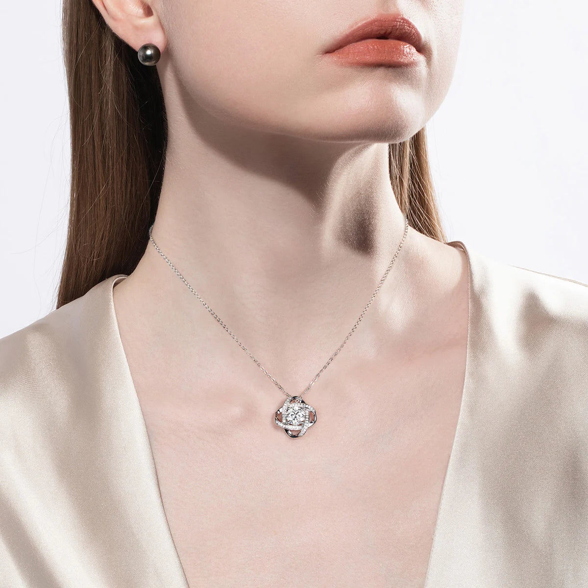 AnuJewel 3ct D Color Moissanite Diamond Love Knot Pendant Necklace 925 Sterling Silver Valentine's Day Gifts Jewelry Wholesale